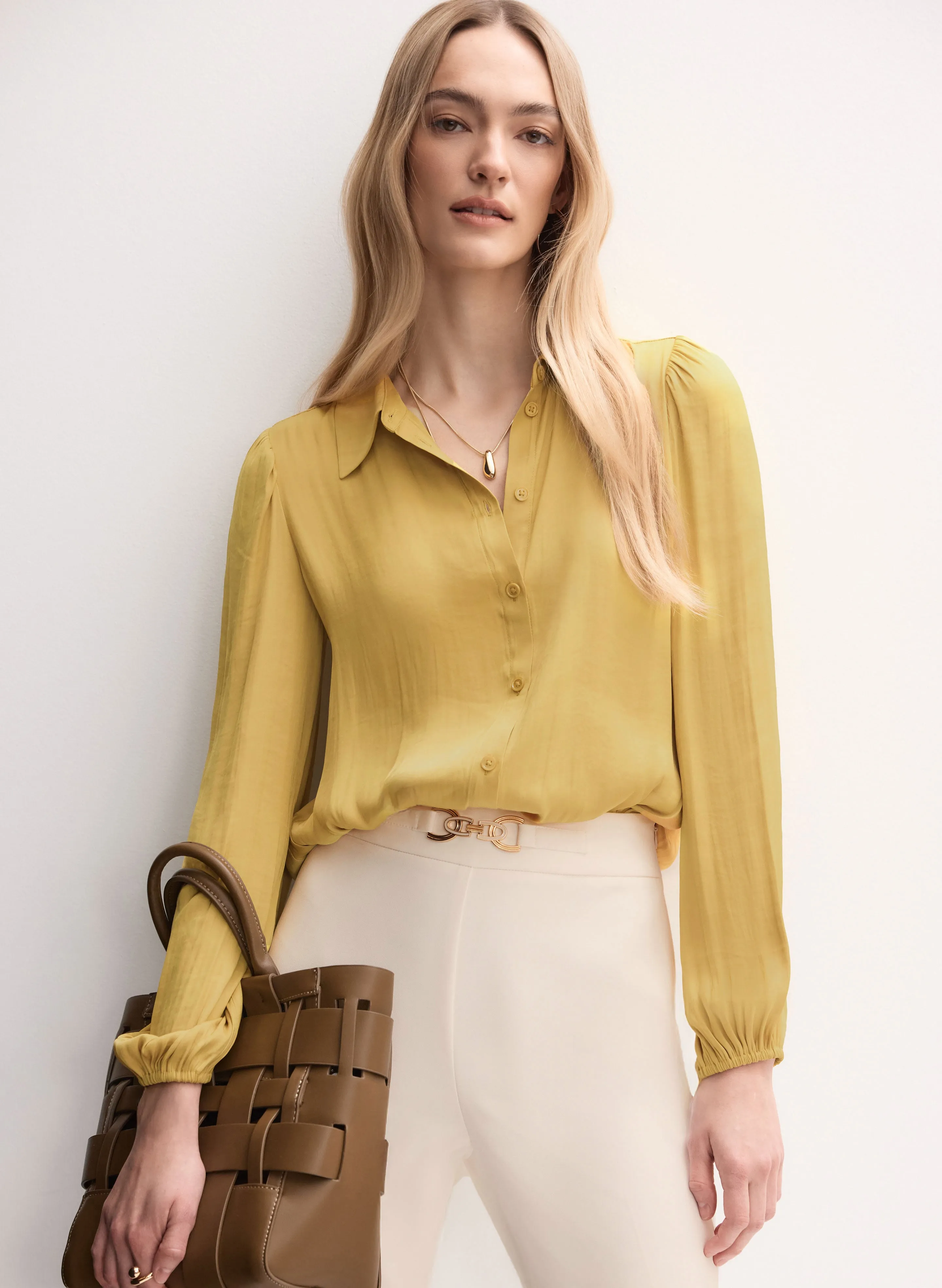 Satin Twist-Hem Blouse