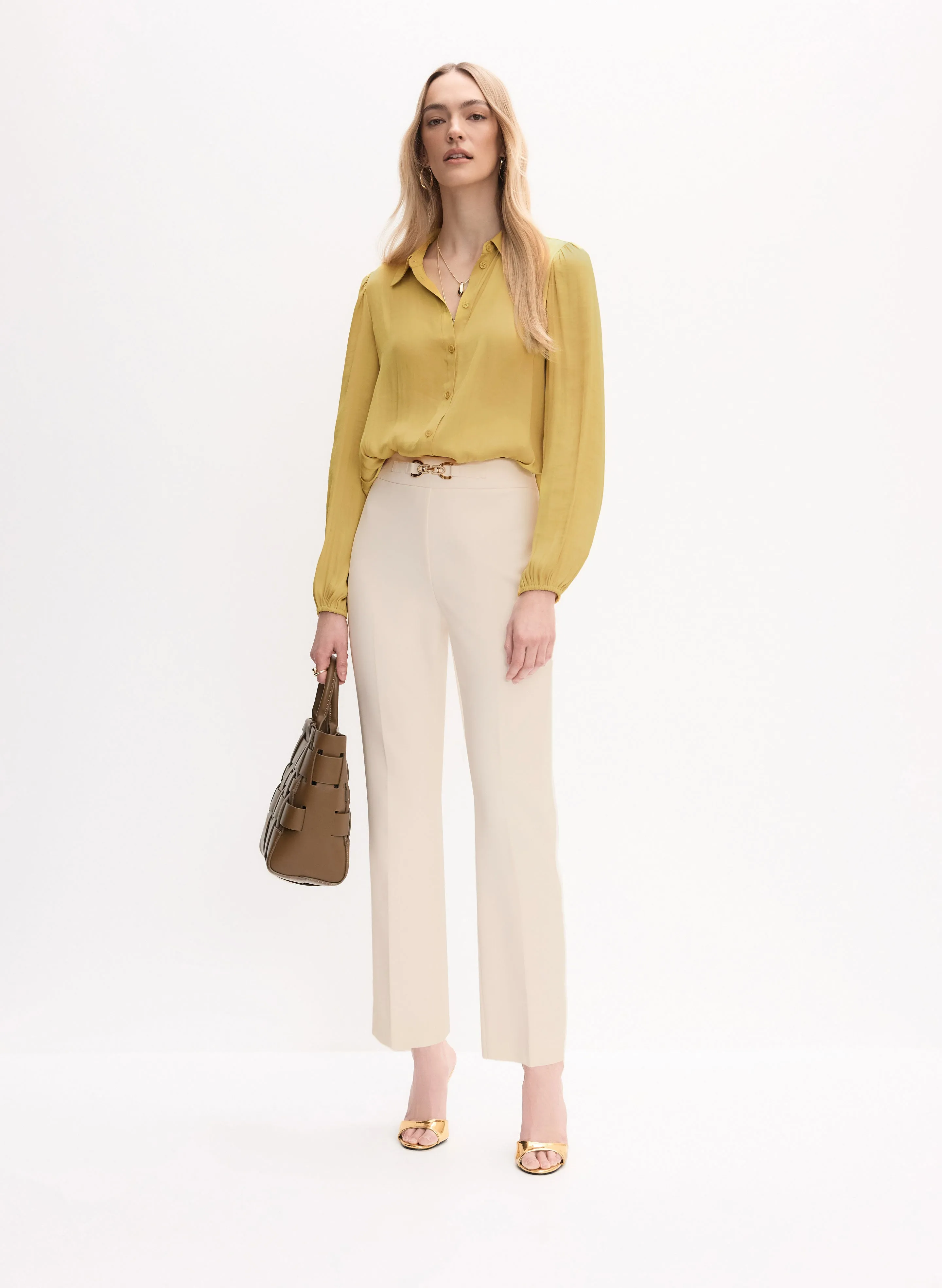 Satin Twist-Hem Blouse