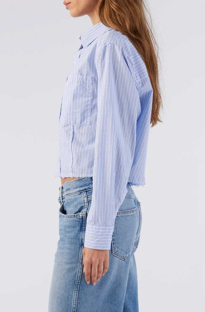 Selma Crop Shirt - Blue Multi Stripe