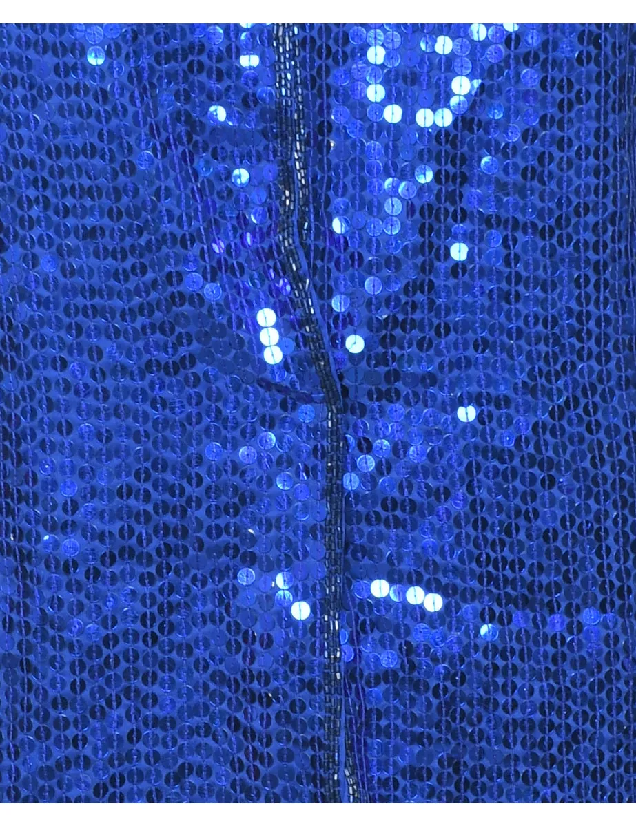 Sequined Blue Sparkly Evening Jacket - M