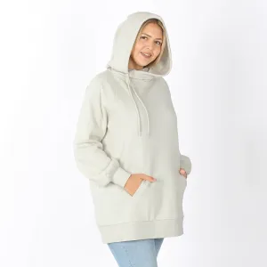 SIDE TIE HOODIE LONGLINE SWEATSHIRTS