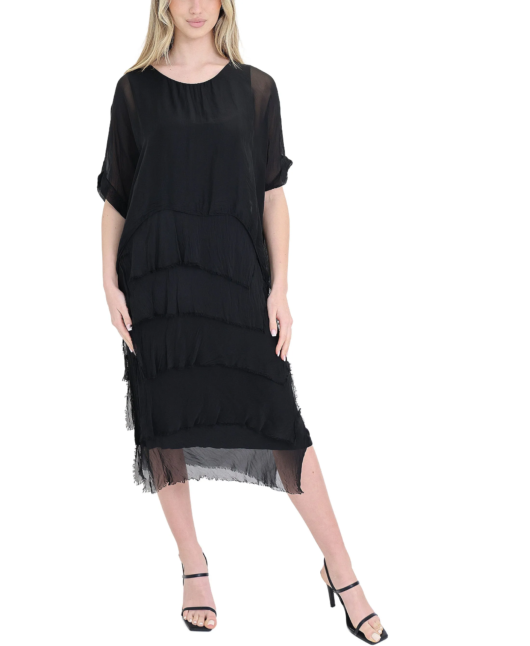 Silk Tiered Midi Dress