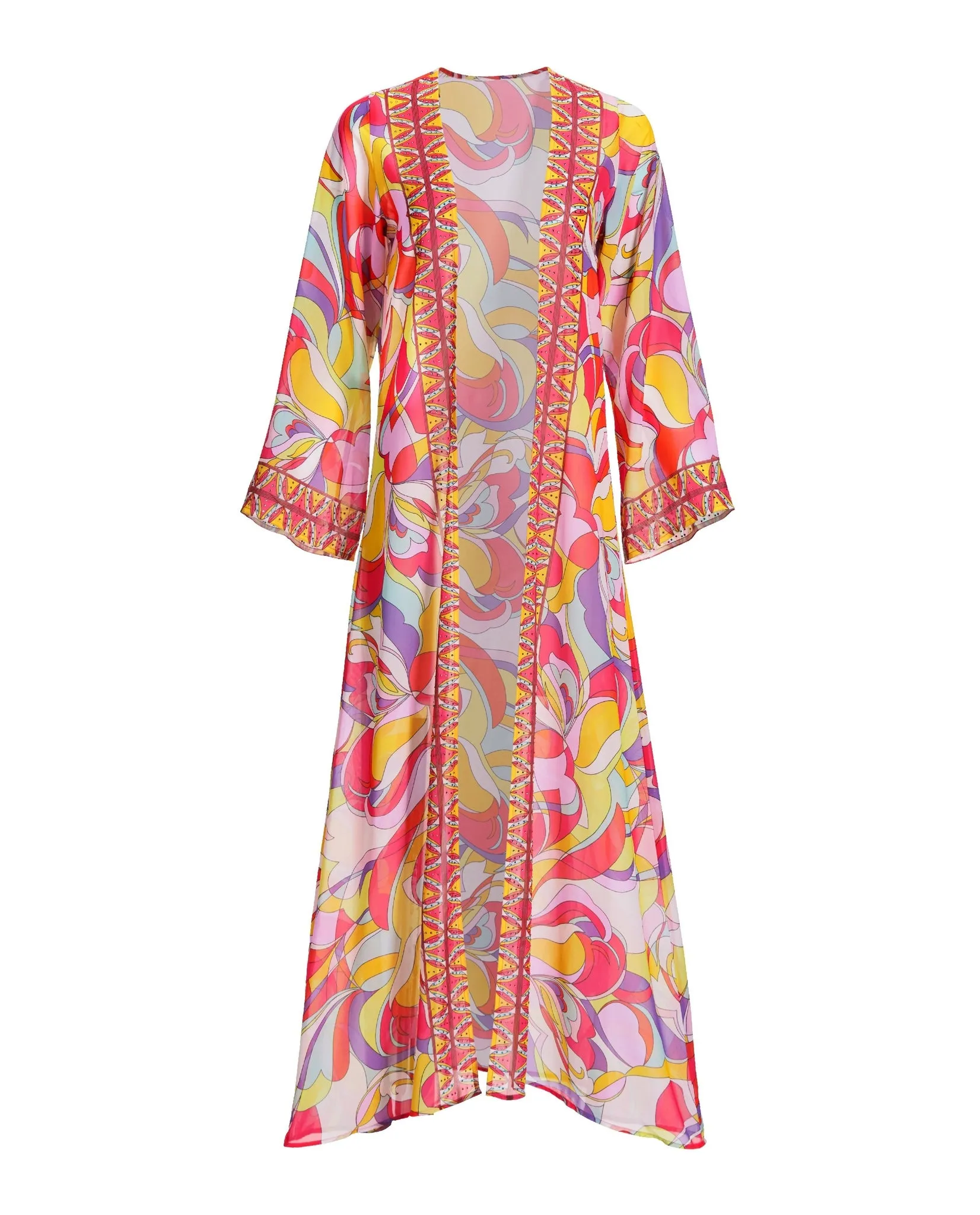Sunset Waves Printed Duster Multi