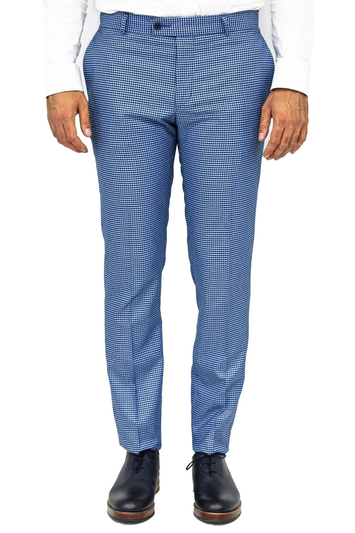 WSS Houndstooth Patterned Indigo Blue Men Pants  - Singen