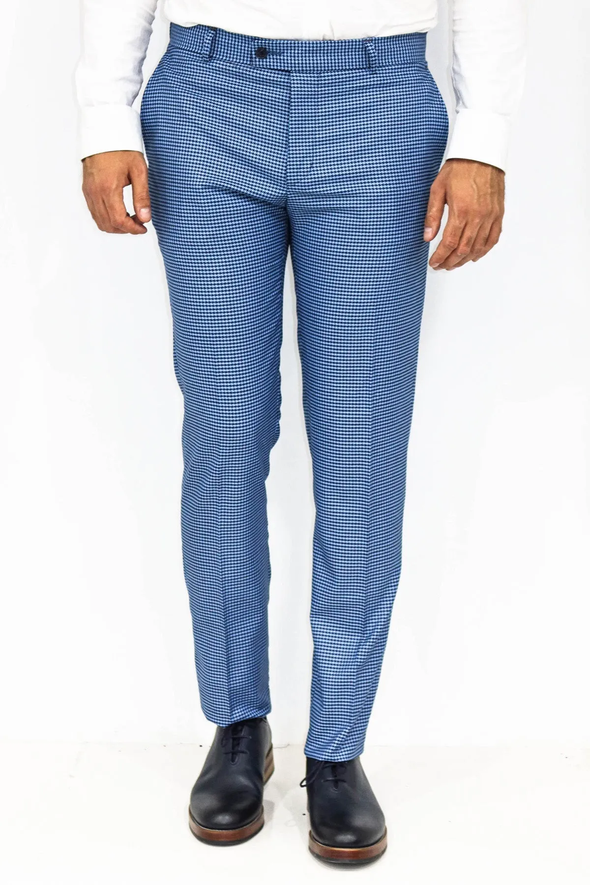 WSS Houndstooth Patterned Indigo Blue Men Pants  - Singen